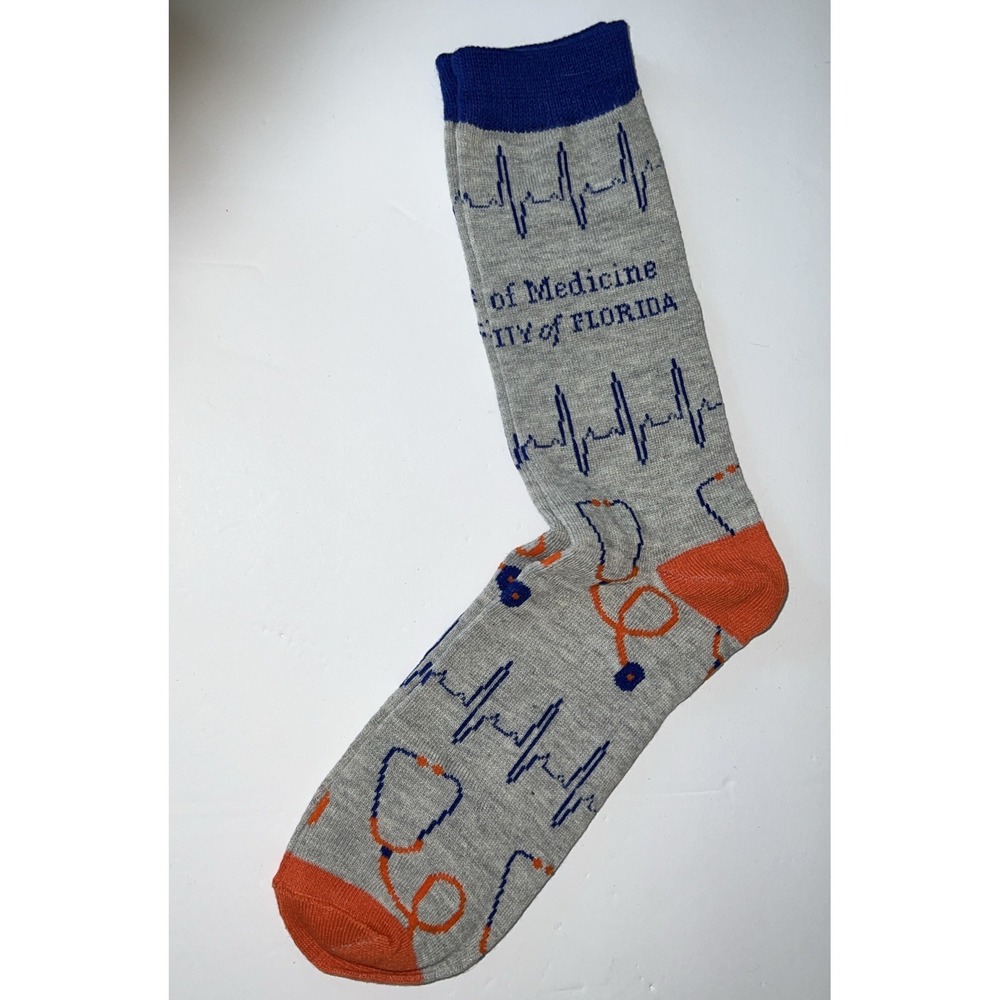 University of Florida UF School of‎ Medicine EKG Crew Socks 8-12 Stethoscope NEW